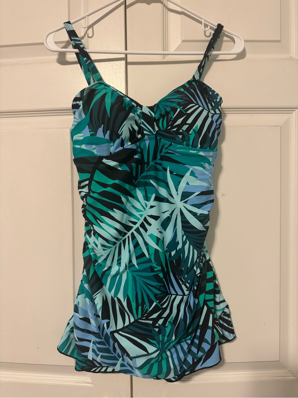 Teal Tropical Print One-Piece Swimsuit dress 
M